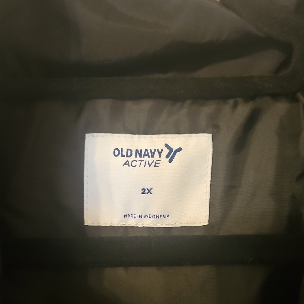 Old Navy Black Puffer Jacket High Collar Cinched Waist - Picture 2 of 6